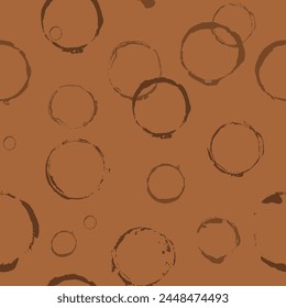 Coffee circle stain seamless pattern 