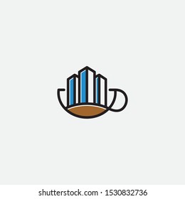 Coffee City logo designs concept. Coffee Building logo template - vector