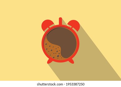 Reloj del café con fondo amarillo. Concepto mínimo. Ilustración del vector 