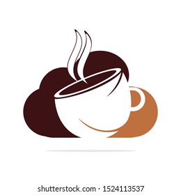 Coffee Cloud Logo Icon Design. Coffee cup on cloud logo design.