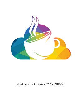Coffee Cloud Logo Icon Design. Coffee cup on cloud logo design.
