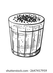 Coffee cocktail hand drawn isolated on white background. Vintage sketch of glass of alcoholic drink. Cocktail for parties. Vector illustration