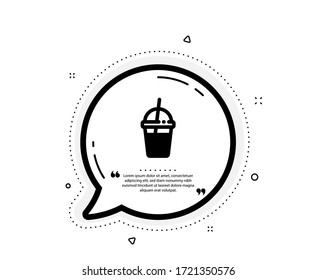 Coffee cocktail icon. Quote speech bubble. Hot latte, milkshake sign. Tea drink mug symbol. Quotation marks. Classic coffee cocktail icon. Vector