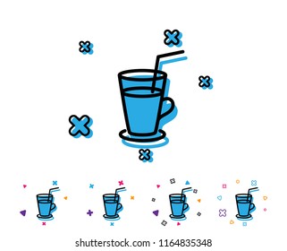 Coffee or Cocktail line icon. Fresh drink sign. Beverage symbol. Line icon with geometric elements. Bright colourful design. Vector