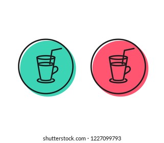 Coffee or Cocktail line icon. Fresh drink sign. Beverage symbol. Positive and negative circle buttons concept. Good or bad symbols. Cocktail Vector