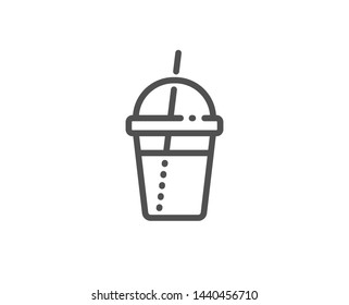 Coffee cocktail line icon. Hot latte, milkshake sign. Tea drink mug symbol. Quality design element. Linear style coffee cocktail icon. Editable stroke. Vector