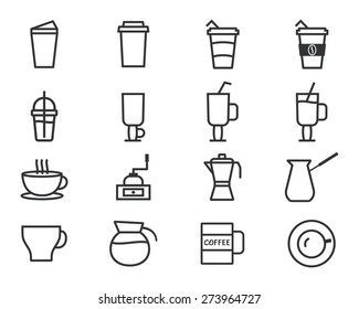 Coffee and cocktails outline elements and symbol line icon isolated on white background. Can be used as icon, logo, elements in infographics on web and mobile app. Vector illustration.