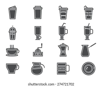 Coffee and cocktails silhouette elements and symbol line icon isolated on white background. Can be used as icon, logo, elements in infographics on web and mobile app. Vetor illustration.