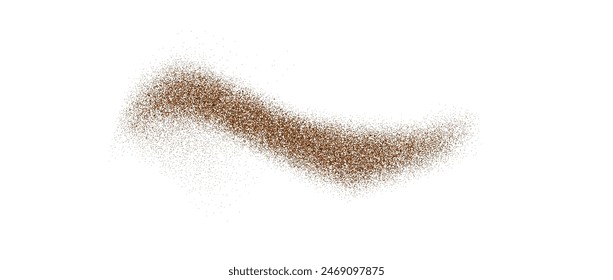 Coffee, cocoa or chocolate powder particles. Brown dust or sand wave element. Ground beans, grains and granules wavy flow. Vector illustration 