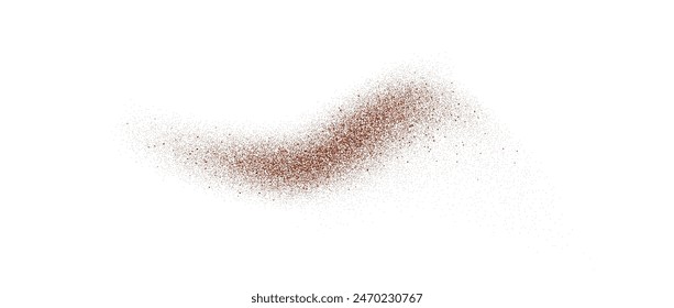 Coffee, cocoa or chocolate powder particles. Brown dust or sand wave element. Ground beans, grains and granules wavy flowing shape. Vector illustration 