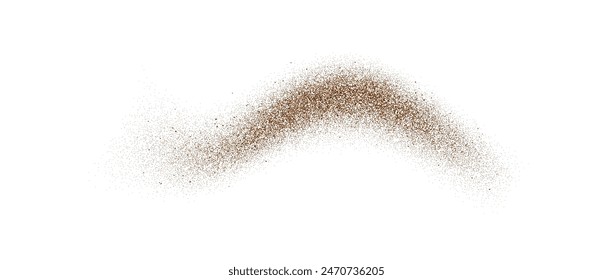 Coffee, cocoa or chocolate powder particles. Brown dust or sand wave element. Ground beans, grains and granules wavy flowing shape. Vector overlay illustration