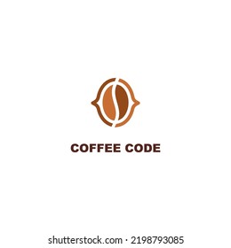 Coffee code, logo for coffee shop with technology style concept.