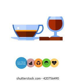 Coffee with cognac flat icon