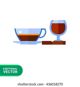 Coffee with cognac flat icon