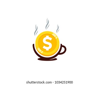 Coffee Coin Icon Logo Design Element