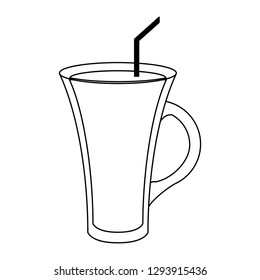 coffee cold drink with straw in black and white