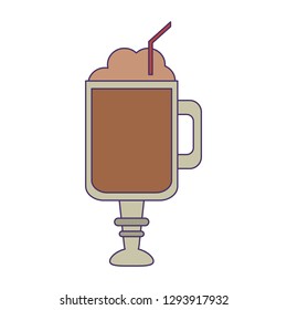 coffee cold drink with straw blue lines