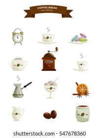 Coffee collection. Isolated icons. Elements for cafeteria, coffee shop, coffee house
