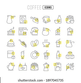 Coffee. Collection of perfectly thin icons for web design, app, and the most modern projects. The kit of signs for category Food and Drink