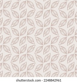 Coffee color background with leaves. Decorative seamless pattern for wrapping paper, wallpaper, textile, greeting cards and invitations.