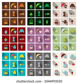 Coffee Color Drawn Collection in vector style with shadow
