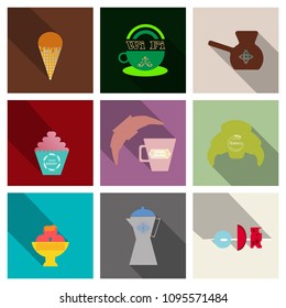 Coffee Color Drawn Collection. Vector Sketch Illustration Set With Turk, Cups, Coffee Bag With Beans, Croissant, Coffee Mill,Coffee Maker, Kettle, Cups, Latte, Cinnamon, Star Anise