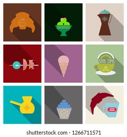 Coffee Color Drawn Collection. Vector Sketch Illustration Set With Turk, Cups, Coffee Bag With Beans, Croissant, Coffee Mill,Coffee Maker, Kettle, Cups, Latte, Cinnamon, Star Anise