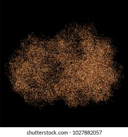 Coffee color grain texture  isolated on black background. Chocolate shades. Brown particles. Vector illustration,eps 10.