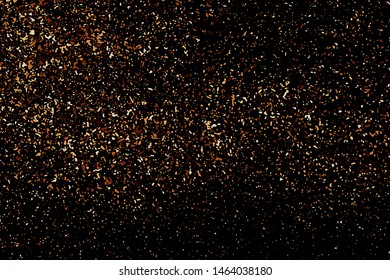 Coffee Color Grain Texture Isolated on Black Background. Chocolate Shades Confetti. Brown Particles. Digitally Generated Image. Vector Illustration, EPS 10.