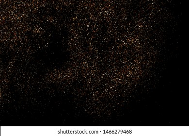 Coffee Color Grain Texture Isolated on Black Background. Chocolate Shades Confetti. Brown Particles. Digitally Generated Image. Vector Illustration, EPS 10.