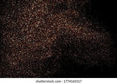 Coffee Color Grain Texture Isolated on Black Background. Chocolate Shades Confetti. Brown Particles. Digitally Generated Image. Vector Illustration, EPS 10.
