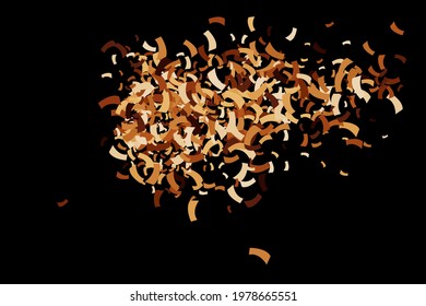 Coffee Color Grain Texture Isolated on Black Background. Chocolate Shades Confetti. Brown Particles. Digitally Generated Image. Vector Illustration, EPS 10.