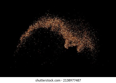 Textura de grano de color café aislada en fondo negro. Chocolate Shades Confetti. Partículas marrones. Imagen Generada Digitalmente. Ilustración vectorial, EPS 10.