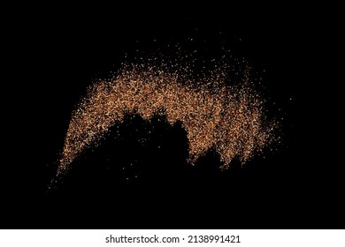 Coffee Color Grain Texture Isolated on Black Background. Chocolate Shades Confetti. Brown Particles. Digitally Generated Image. Vector Illustration, EPS 10.