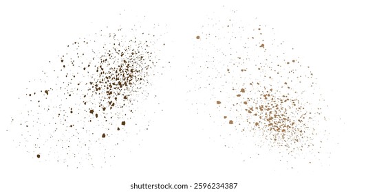 Coffee color grain texture isolated cinnamon or flying cocoa chocolate powder isolated vector realistic splash background
