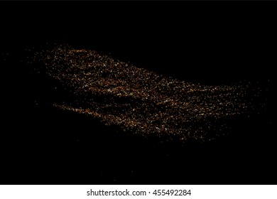 Coffee color grain texture  isolated on black background. Chocolate shades. Brown particles. Vector illustration,eps 10.
