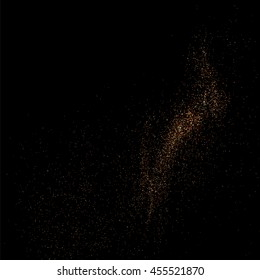 Coffee color grain texture  isolated on black background. Chocolate shades. Brown particles. Vector illustration,eps 10.