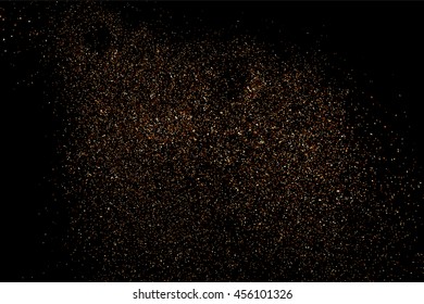 Coffee color grain texture  isolated on black background. Chocolate shades. Brown particles. Vector illustration,eps 10.