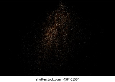 Coffee color grain texture  isolated on black background. Chocolate shades. Brown particles. Vector illustration,eps 10.
