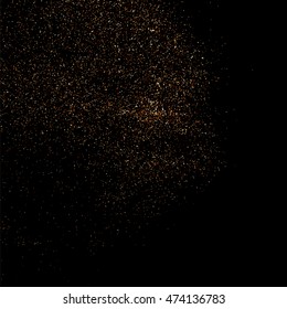 Coffee color grain texture  isolated on black background. Chocolate shades. Brown particles. Vector illustration,eps 10.
