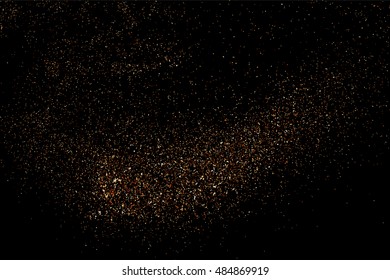 Coffee color grain texture  isolated on black background. Chocolate shades. Brown particles. Vector illustration,eps 10.