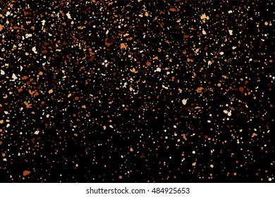 Coffee color grain texture  isolated on black background. Chocolate shades. Brown particles. Vector illustration,eps 10.