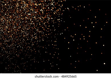 Coffee color grain texture  isolated on black background. Chocolate shades. Brown particles. Vector illustration,eps 10.