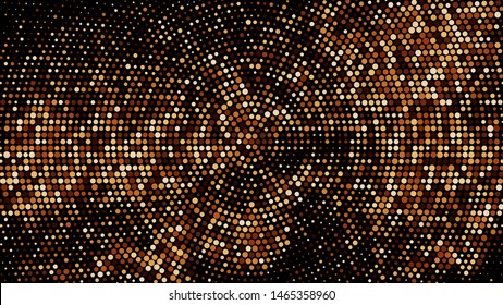 Coffee Color Halftone Dotted Backdrop. Abstract Circular Retro Pattern. Pop Art Style Background. Chocolate Shades Explosion of Confetti. Digitally Generated Image. Vector Illustration, EPS 10.  
