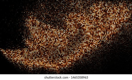 Coffee Color Halftone Dotted Backdrop. Abstract Circular Retro Pattern. Pop Art Style Background. Chocolate Shades Explosion of Confetti. Digitally Generated Image. Vector Illustration, EPS 10.  