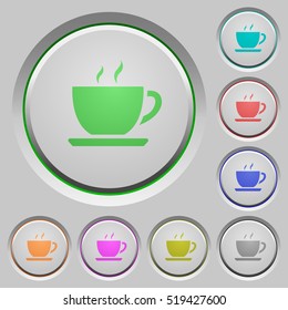 Coffee color icons on sunk push buttons