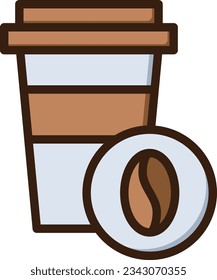 Coffee Color Line Icon - Einzelsymbol, Vektorgrafik
