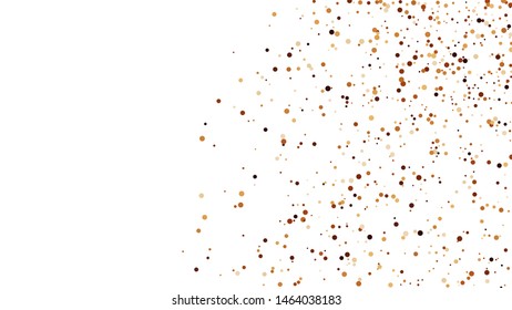 Coffee Color Polka Dot Texture Isolated on White Background. Brown Particles. Explosion Of Chocolate Shades Confetti. Vector Illustration, EPS 10.