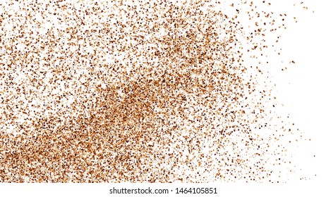 Coffee Color Texture Isolated on White Background. Brown Particles. Explosion Of Chocolate Shades Confetti. Vector Illustration, EPS 10.
