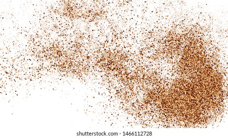 Coffee Color Texture Isolated on White Background. Brown Particles. Explosion Of Chocolate Shades Confetti. Vector Illustration, EPS 10.